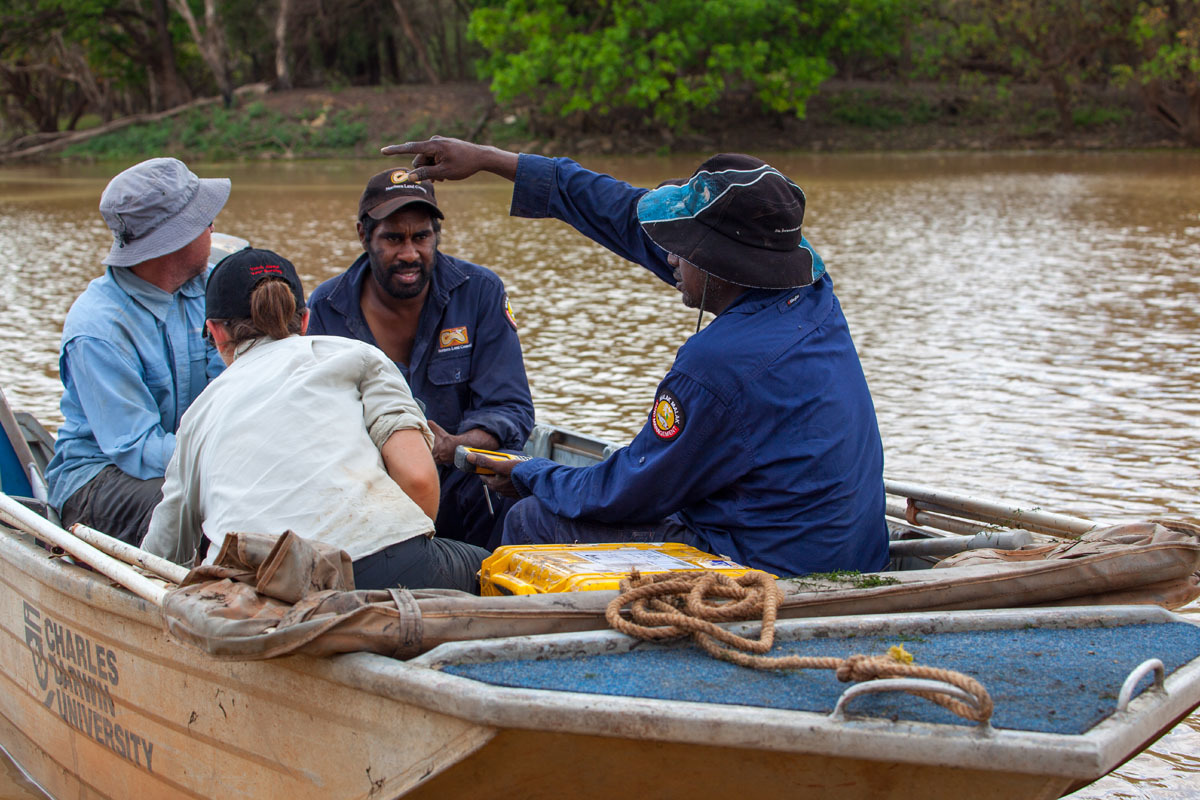 Scientists and Indigenous rangers on the Daly River floodplain.