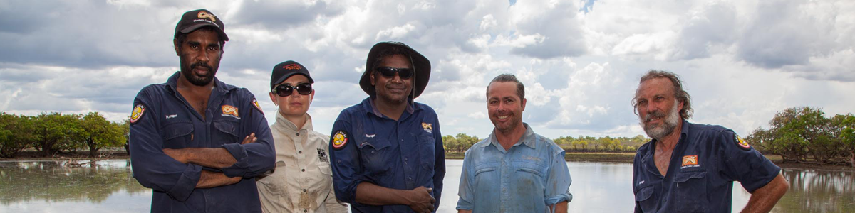 Researchers working with Indigenous rangers at Daly River, NT