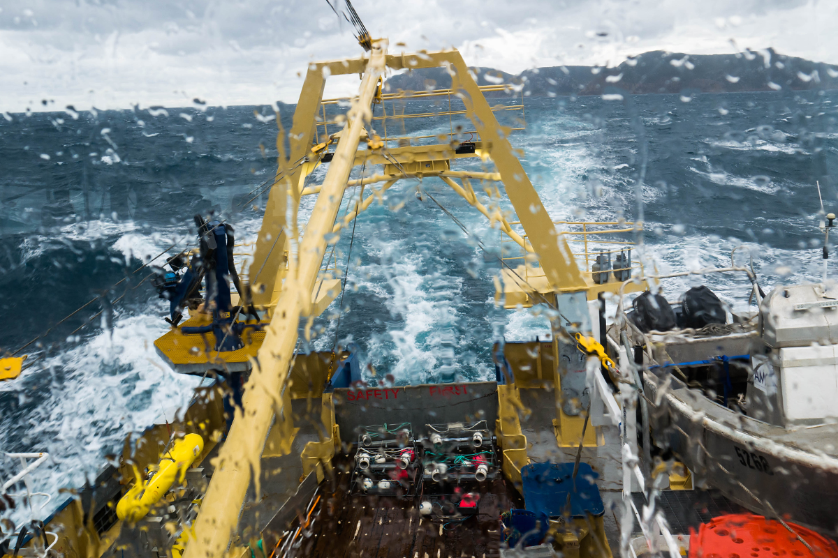 The RV Bluefin crossing Bass Strait in rough seas